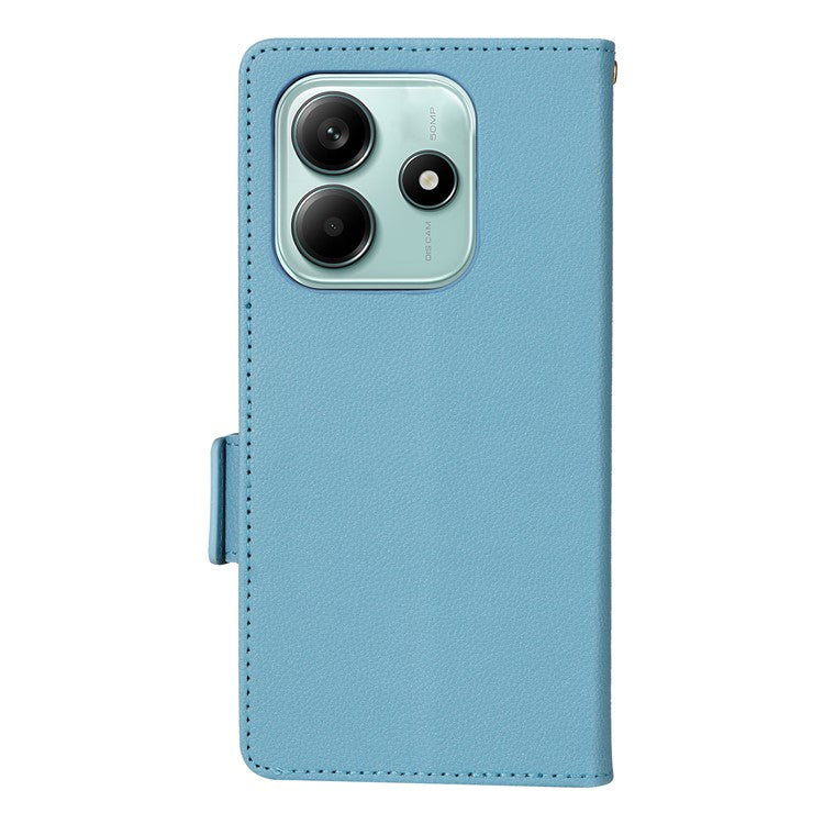 For Xiaomi Redmi Note 14 4G / 5G Case Litchi Texture PU Leather Wallet Flip Phone Cover - Baby Blue