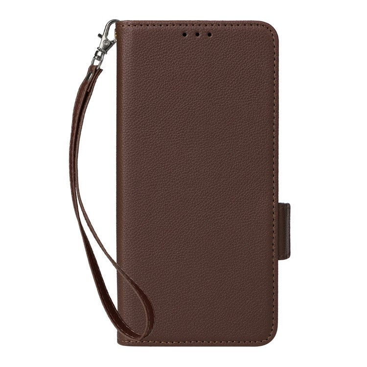 For Xiaomi Redmi Note 14 4G / 5G Case Litchi Texture PU Leather Wallet Flip Phone Cover - Brown