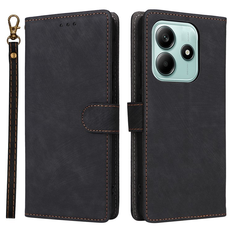 For Xiaomi Redmi Note 14 4G / 5G Wallet Case RFID Blocking PU Leather Cover Stand View - Black