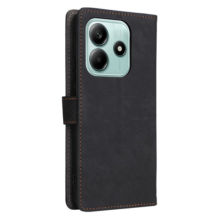 For Xiaomi Redmi Note 14 4G / 5G Wallet Case RFID Blocking PU Leather Cover Stand View - Black