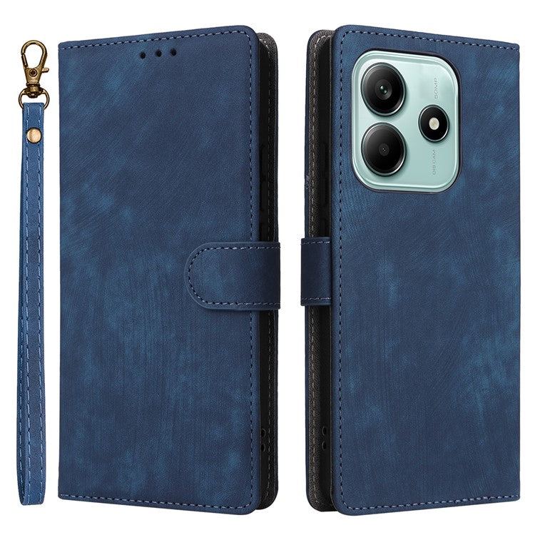 For Xiaomi Redmi Note 14 4G / 5G Wallet Case RFID Blocking PU Leather Cover Stand View - Blue