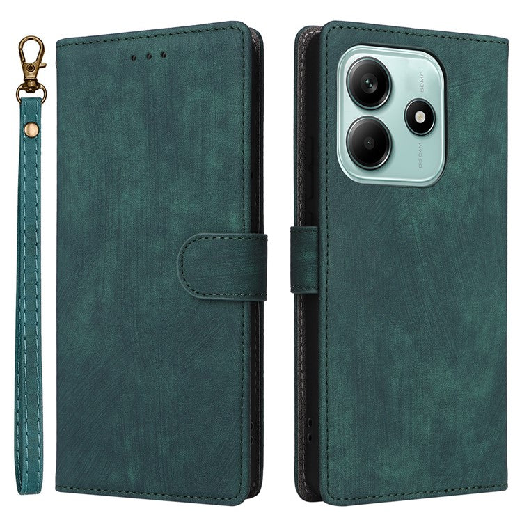 For Xiaomi Redmi Note 14 4G / 5G Wallet Case RFID Blocking PU Leather Cover Stand View - Green