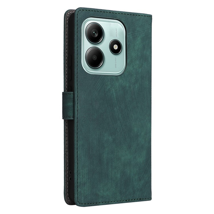 For Xiaomi Redmi Note 14 4G / 5G Wallet Case RFID Blocking PU Leather Cover Stand View - Green