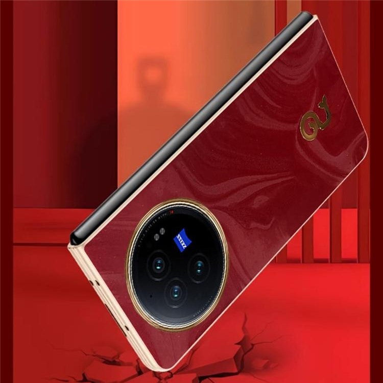 For vivo X Fold3 Case PU Leather Hard PC Folding Phone Cover - Red