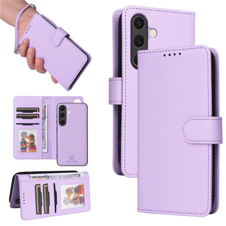 BETOPNICE 005 For Samsung Galaxy S25 Stand Case PU Leather Wallet Phone Cover - Purple