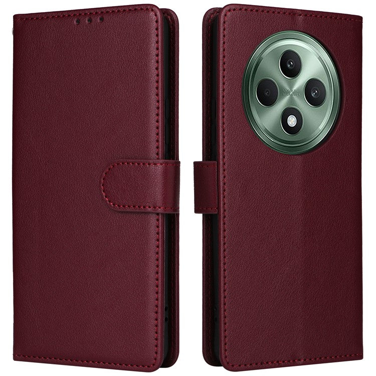 Wallet Phone Case for Oppo F27 5G / Reno12 F 4G / Reno12 F 5G / Reno12 FS PU Leather Cover - Wine Red