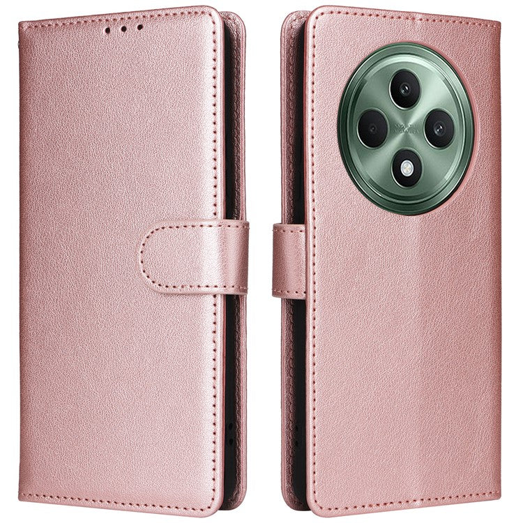 Wallet Phone Case for Oppo F27 5G / Reno12 F 4G / Reno12 F 5G / Reno12 FS PU Leather Cover - Rose Gold