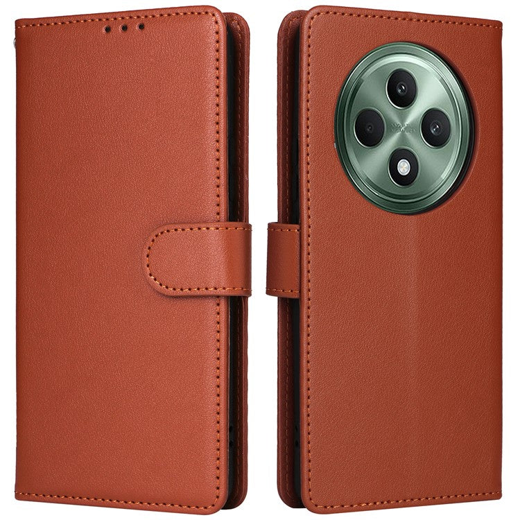 Wallet Phone Case for Oppo F27 5G / Reno12 F 4G / Reno12 F 5G / Reno12 FS PU Leather Cover - Brown