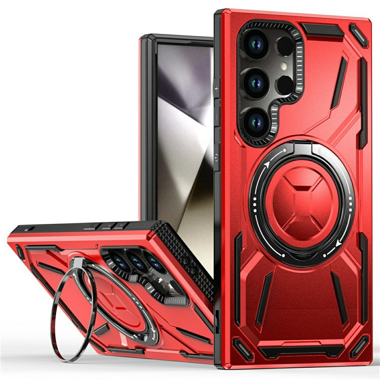 For Samsung Galaxy S25 Ultra Case Compatible with MagSafe Kickstand TPU + PC Phone Cover - Red