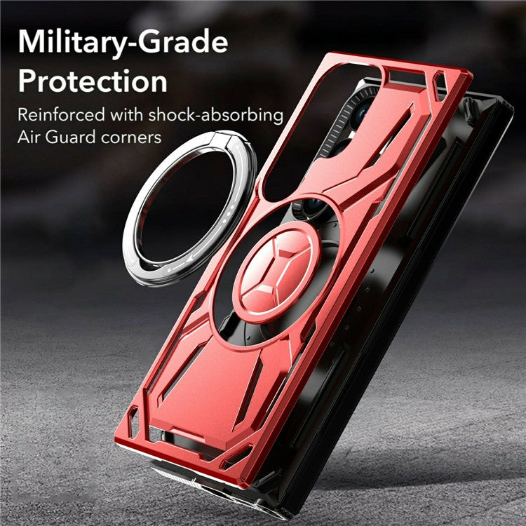 For Samsung Galaxy S25 Ultra Case Compatible with MagSafe Kickstand TPU + PC Phone Cover - Red