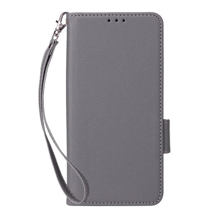 Leather Case for vivo V40 SE 5G 80W / V40 Lite (Indonesia) 4G / 5G Litchi Texture Wallet Flip Phone Cover - Grey