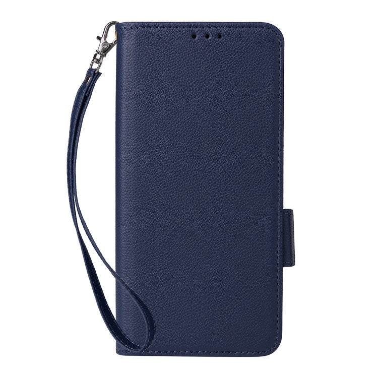 Leather Case for vivo V40 SE 5G 80W / V40 Lite (Indonesia) 4G / 5G Litchi Texture Wallet Flip Phone Cover - Dark Blue