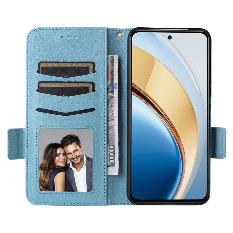 Leather Case for vivo V40 SE 5G 80W / V40 Lite (Indonesia) 4G / 5G Litchi Texture Wallet Flip Phone Cover - Baby Blue