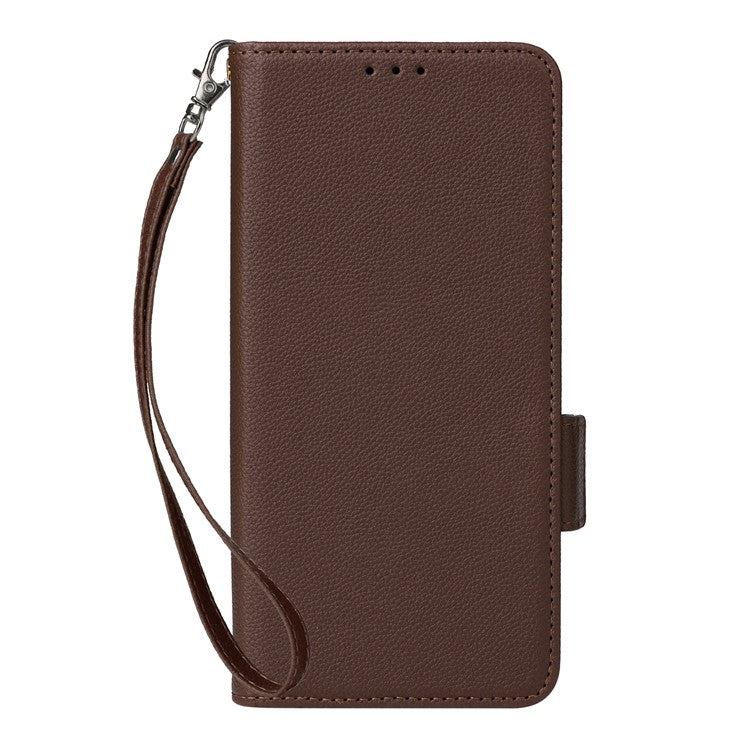 Leather Case for vivo V40 SE 5G 80W / V40 Lite (Indonesia) 4G / 5G Litchi Texture Wallet Flip Phone Cover - Brown