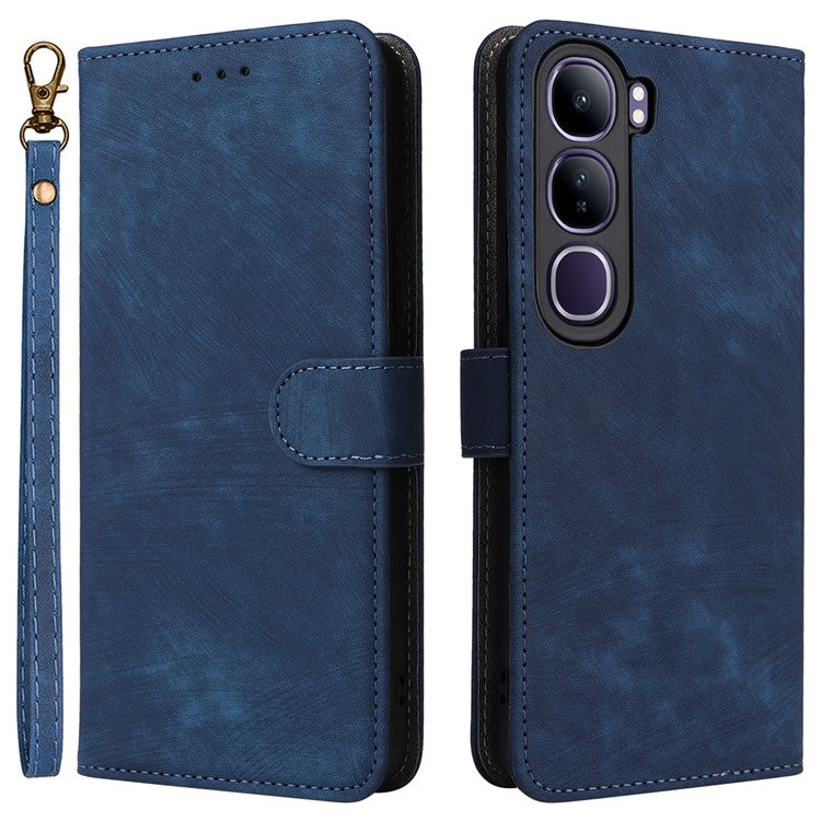 Wallet Phone Case for vivo V40 SE 5G 80W / V40 Lite (Indonesia) 4G / 5G RFID Blocking PU Leather Cover Stand View - Blue