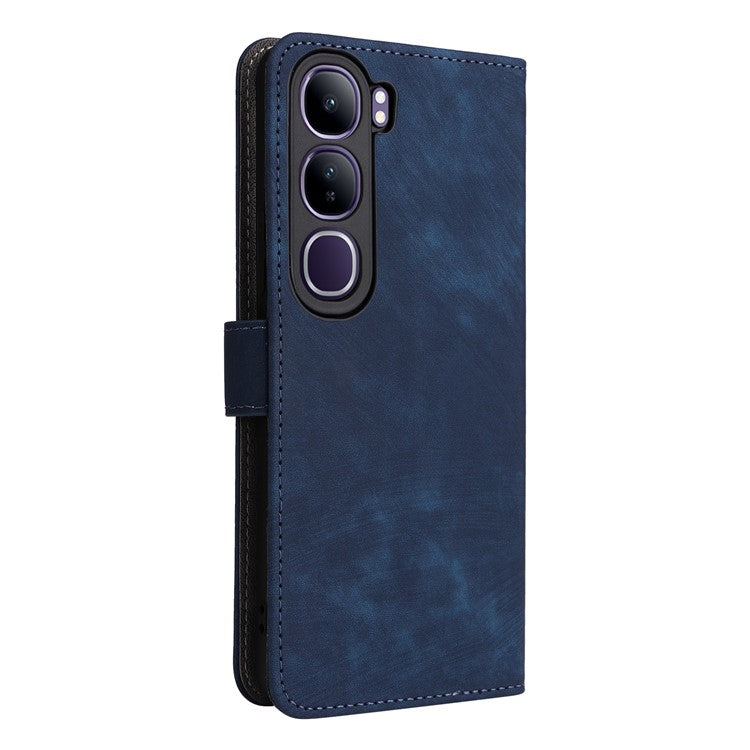 Wallet Phone Case for vivo V40 SE 5G 80W / V40 Lite (Indonesia) 4G / 5G RFID Blocking PU Leather Cover Stand View - Blue