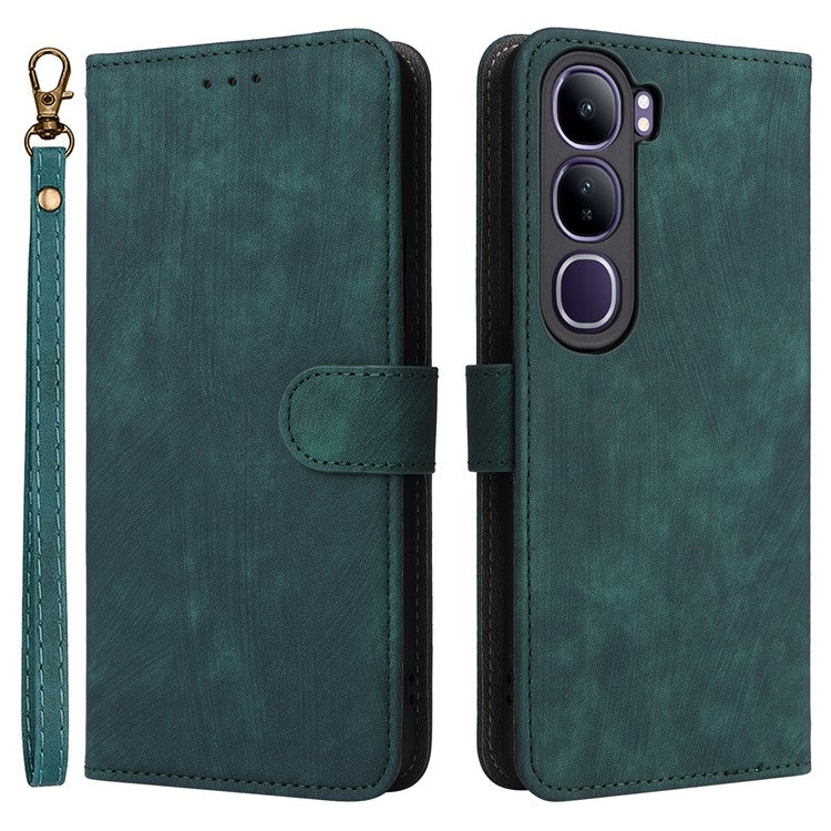 Wallet Phone Case for vivo V40 SE 5G 80W / V40 Lite (Indonesia) 4G / 5G RFID Blocking PU Leather Cover Stand View - Green