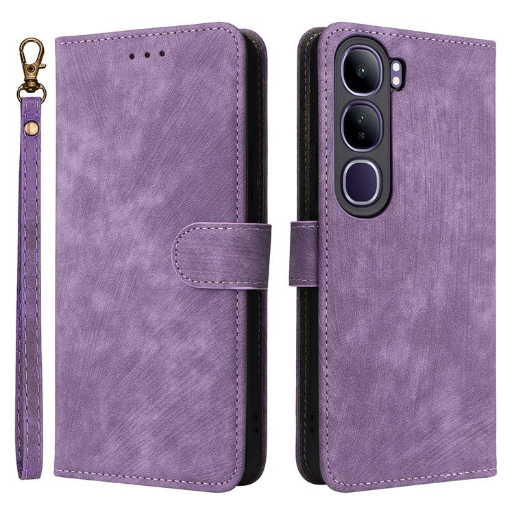 Wallet Phone Case for vivo V40 SE 5G 80W / V40 Lite (Indonesia) 4G / 5G RFID Blocking PU Leather Cover Stand View - Purple