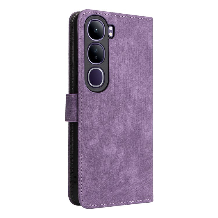 Wallet Phone Case for vivo V40 SE 5G 80W / V40 Lite (Indonesia) 4G / 5G RFID Blocking PU Leather Cover Stand View - Purple