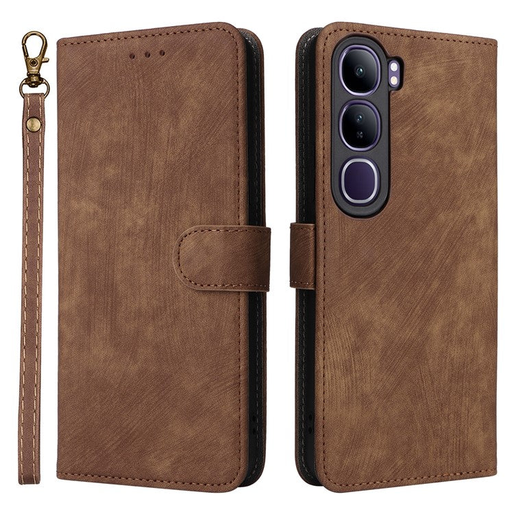 Wallet Phone Case for vivo V40 SE 5G 80W / V40 Lite (Indonesia) 4G / 5G RFID Blocking PU Leather Cover Stand View - Brown