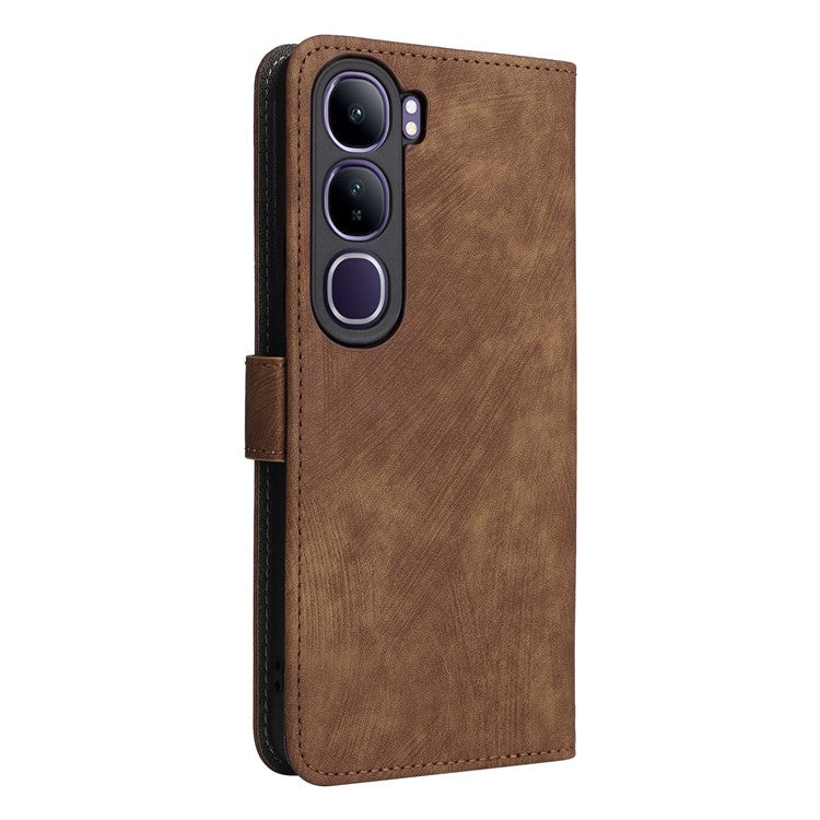 Wallet Phone Case for vivo V40 SE 5G 80W / V40 Lite (Indonesia) 4G / 5G RFID Blocking PU Leather Cover Stand View - Brown