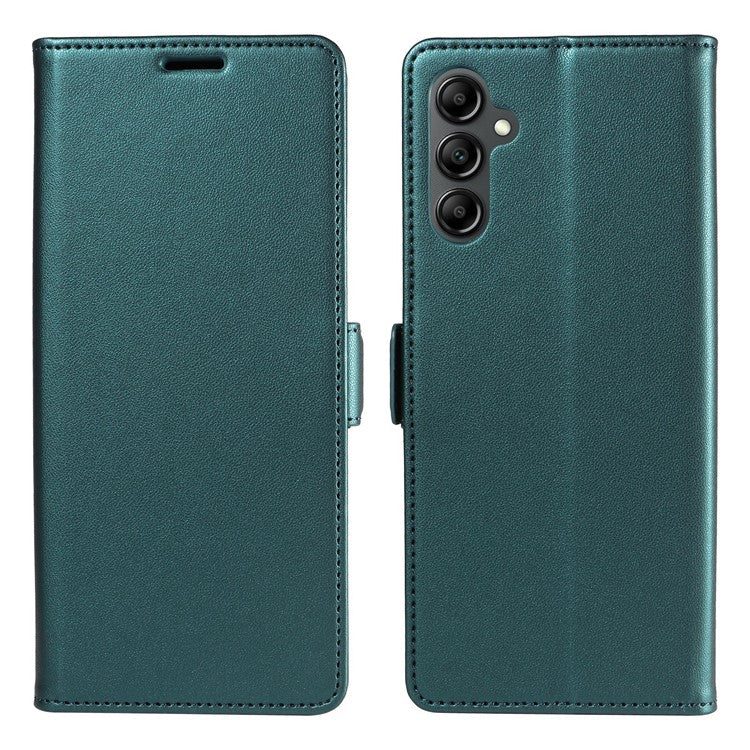 For Samsung Galaxy S25 Case Side Magnetic Clasp RFID Blocking Leather Phone Wallet Cover - Dark Green