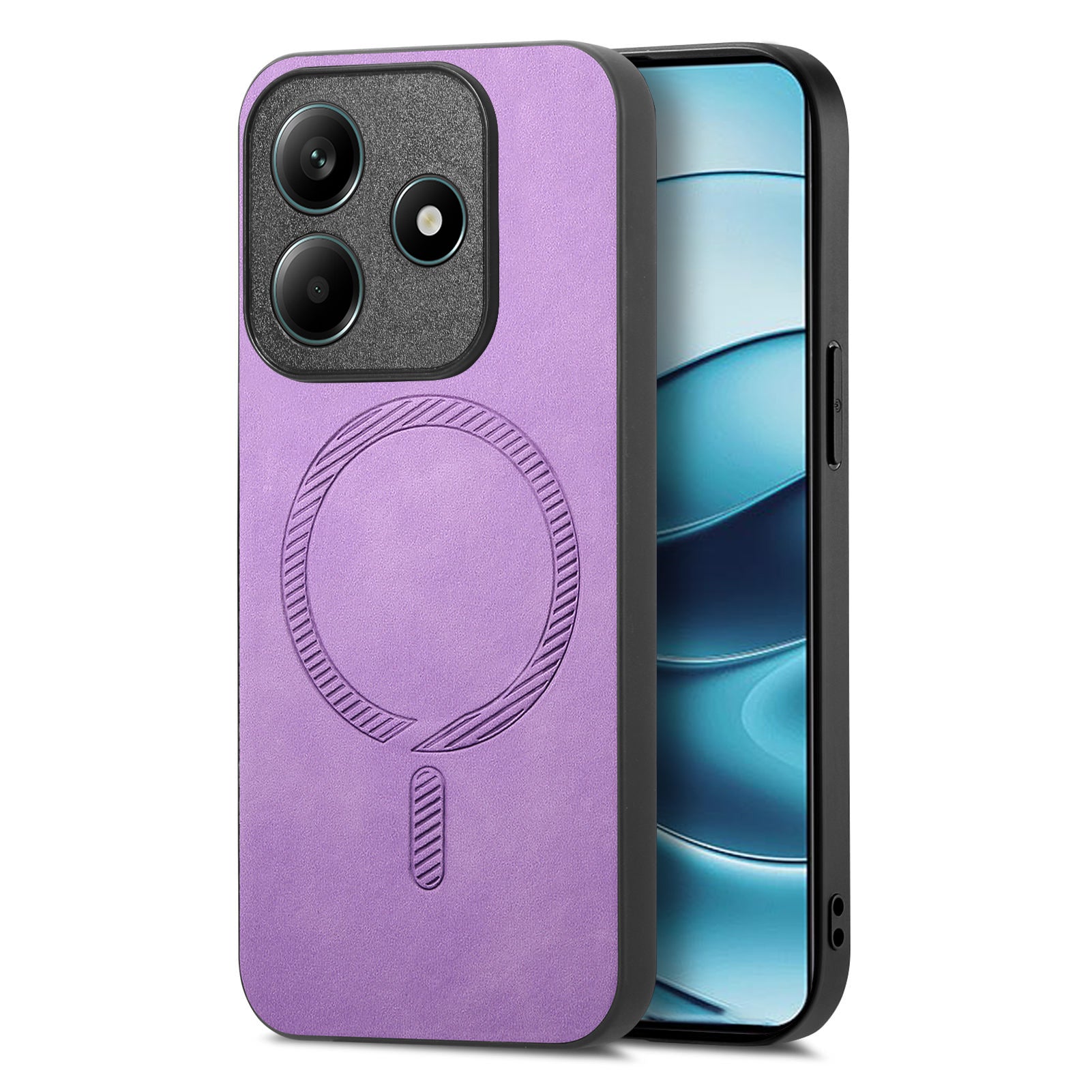 For Xiaomi Redmi Note 14 5G Leather Back Case Compatible with MagSafe Skin-touch Phone Cover - Purple