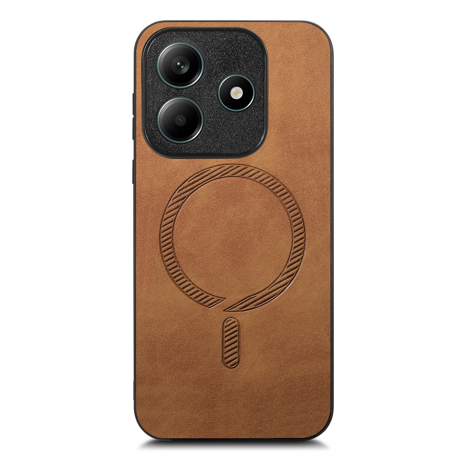 For Xiaomi Redmi Note 14 5G Leather Back Case Compatible with MagSafe Skin-touch Phone Cover - Brown