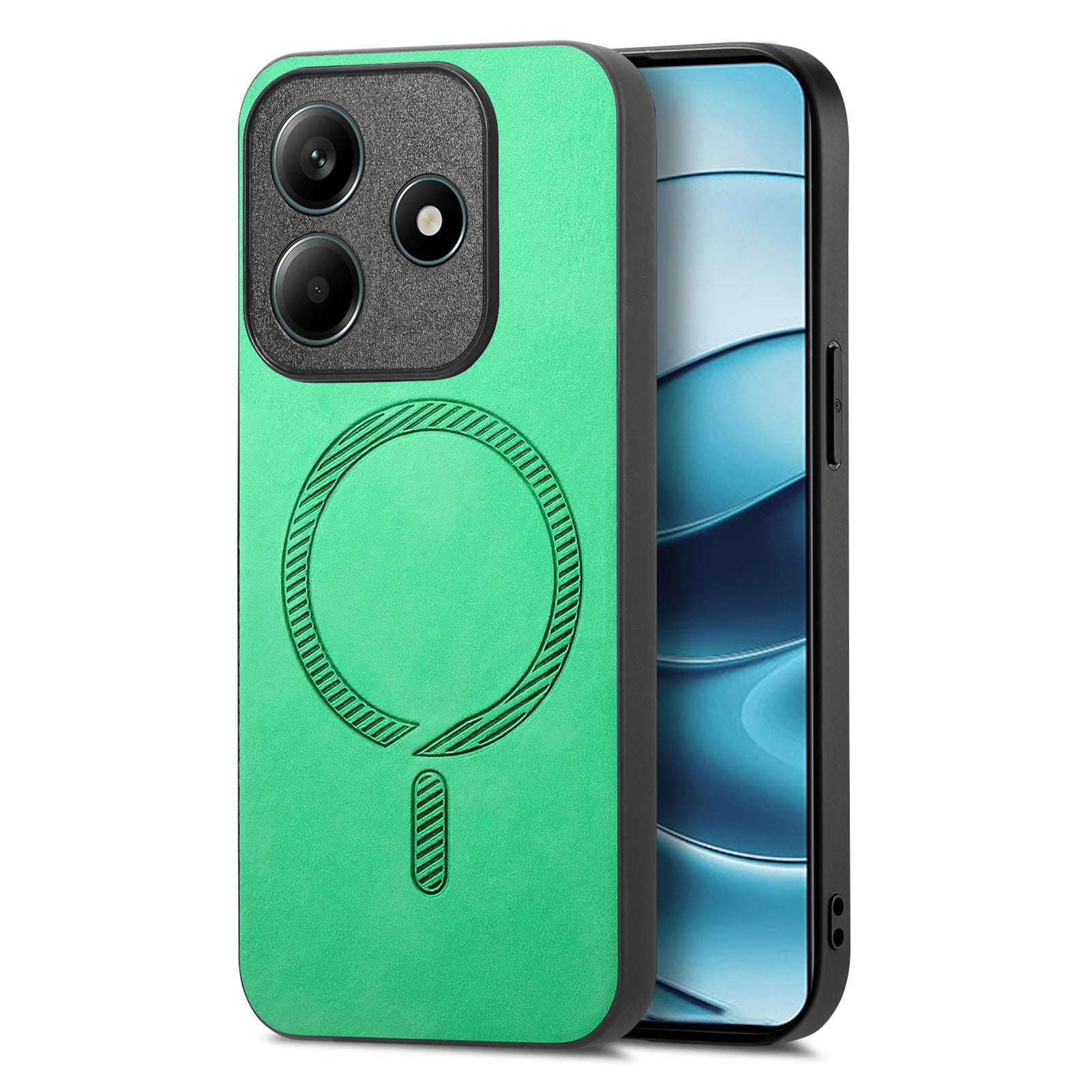 For Xiaomi Redmi Note 14 5G Leather Back Case Compatible with MagSafe Skin-touch Phone Cover - Green