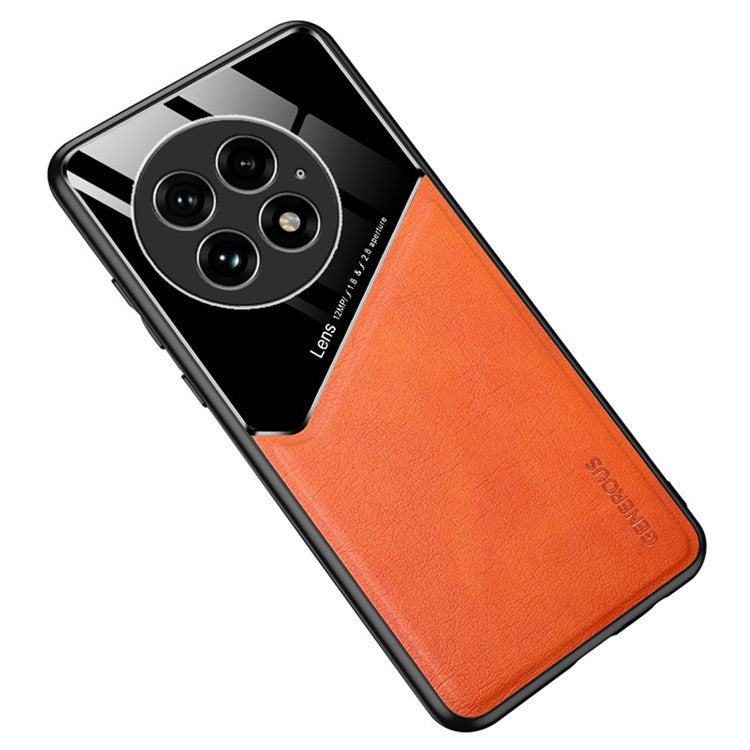 For OnePlus 13 Case Leather Coated PC+TPU Phone Back Cover - Orange