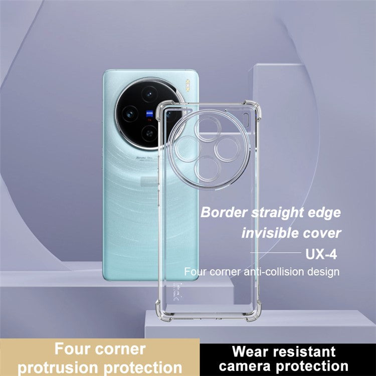 IMAK UX-4 Series For vivo X100 5G Case Straight Frame Four Corner Shockproof Clear TPU Cover