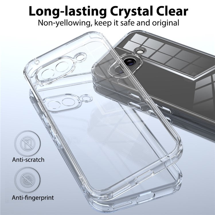 For Google Pixel 9a Clear Phone Case TPU + Acrylic Shockproof Phone Back Cover