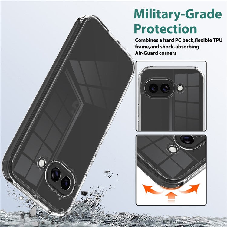 For Google Pixel 9a Clear Phone Case TPU + Acrylic Shockproof Phone Back Cover