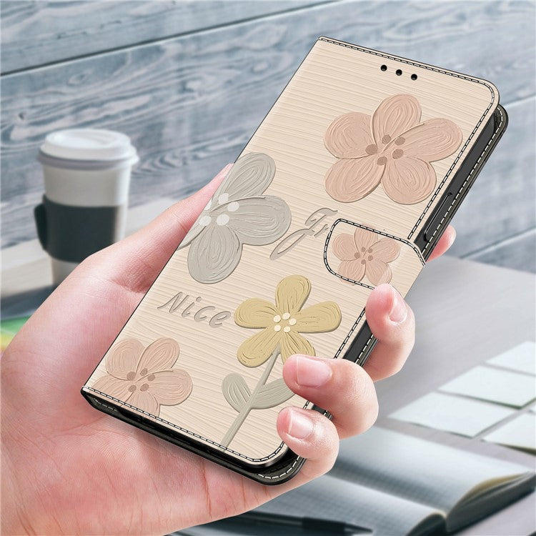 Leather Case For Xiaomi Redmi 14C 4G / Redmi 14R 5G / Poco C75 4G Pattern Printing Anti-Drop Flip Wallet Phone Cover - Fresh Flowers