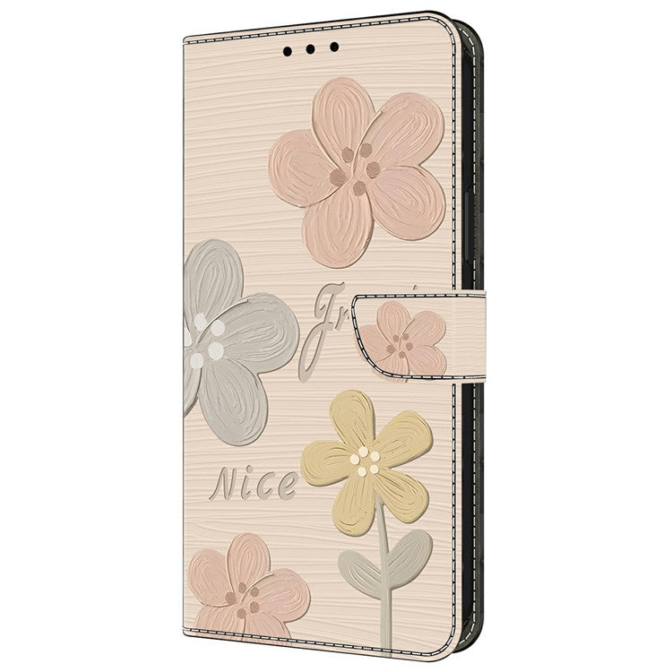 Leather Case For Xiaomi Redmi 14C 4G / Redmi 14R 5G / Poco C75 4G Pattern Printing Anti-Drop Flip Wallet Phone Cover - Fresh Flowers