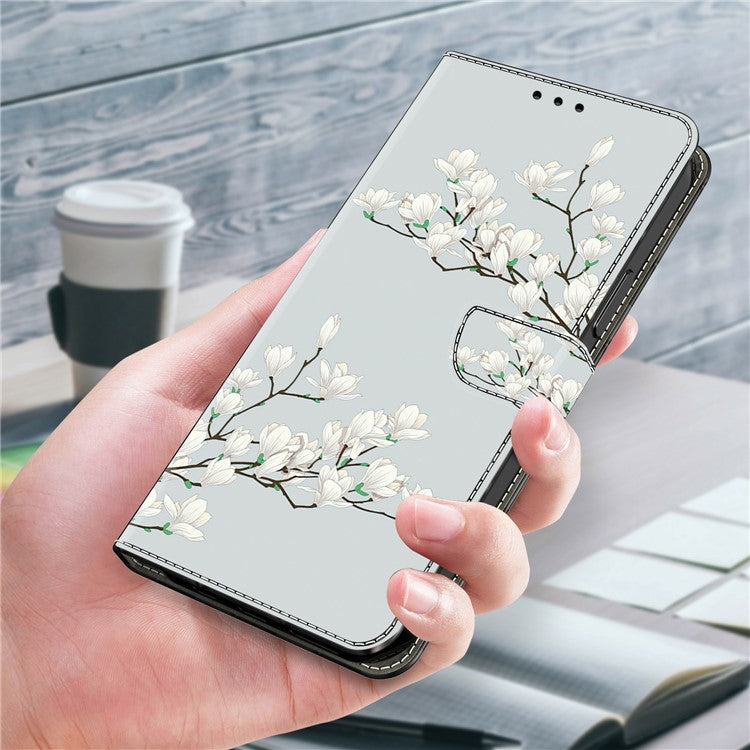 Leather Case For Xiaomi Redmi 14C 4G / Redmi 14R 5G / Poco C75 4G Pattern Printing Anti-Drop Flip Wallet Phone Cover - Magnolia