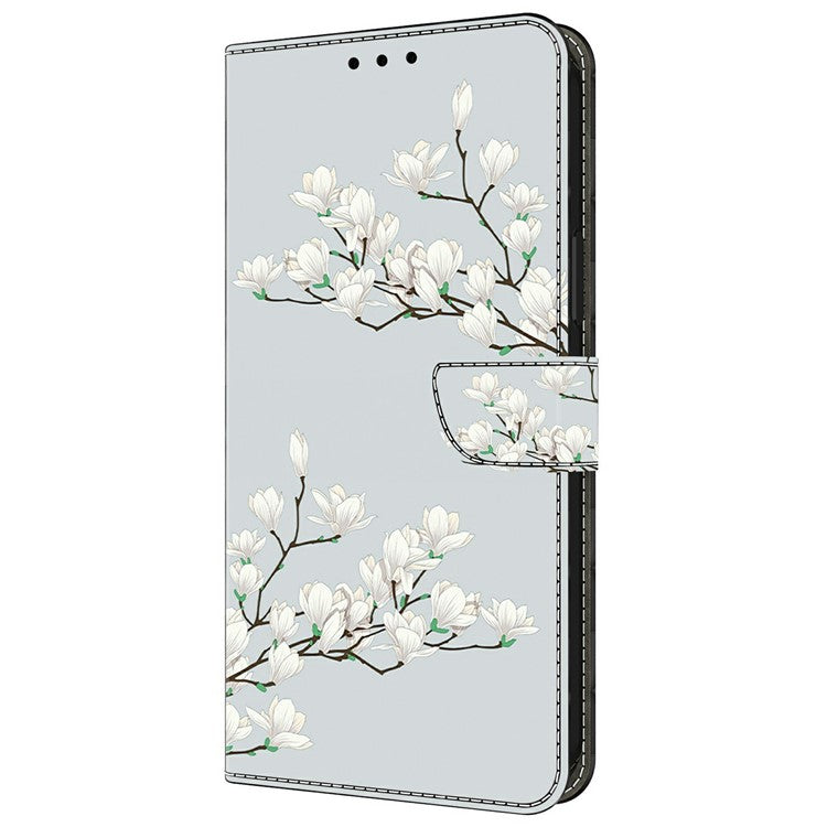 Leather Case For Xiaomi Redmi 14C 4G / Redmi 14R 5G / Poco C75 4G Pattern Printing Anti-Drop Flip Wallet Phone Cover - Magnolia