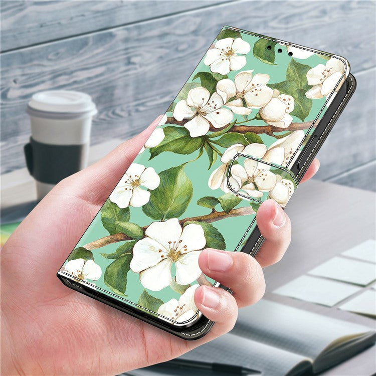 Leather Case For Xiaomi Redmi 14C 4G / Redmi 14R 5G / Poco C75 4G Pattern Printing Anti-Drop Flip Wallet Phone Cover - Watercolor Flowers