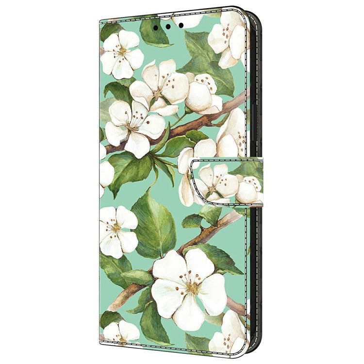 Leather Case For Xiaomi Redmi 14C 4G / Redmi 14R 5G / Poco C75 4G Pattern Printing Anti-Drop Flip Wallet Phone Cover - Watercolor Flowers