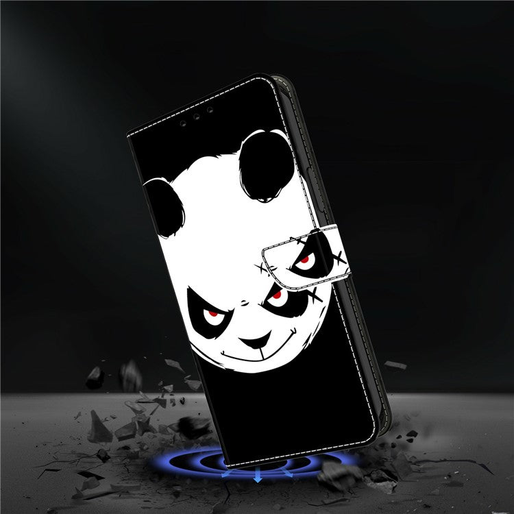 Leather Case For Xiaomi Redmi 14C 4G / Redmi 14R 5G / Poco C75 4G Pattern Printing Anti-Drop Flip Wallet Phone Cover - Angry Panda