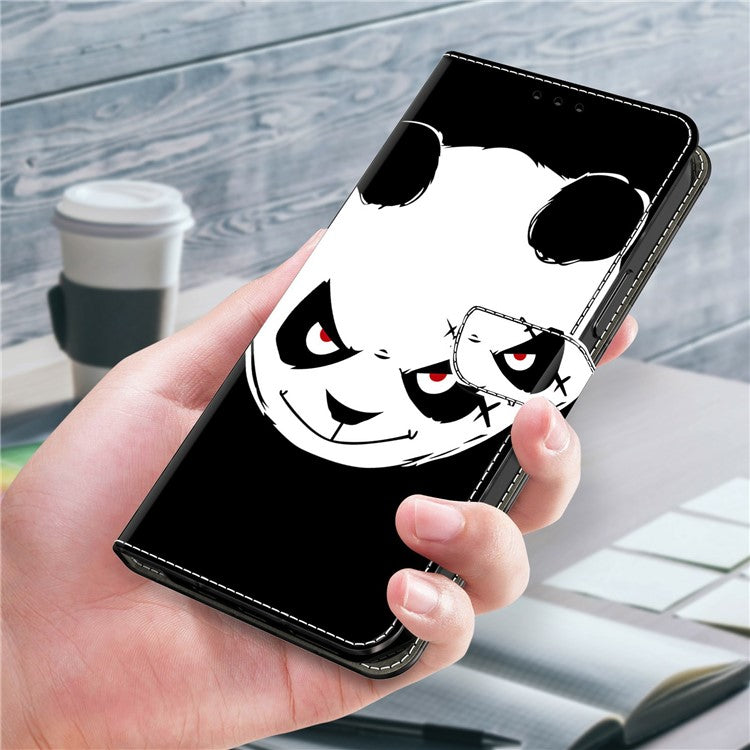 Leather Case For Xiaomi Redmi 14C 4G / Redmi 14R 5G / Poco C75 4G Pattern Printing Anti-Drop Flip Wallet Phone Cover - Angry Panda