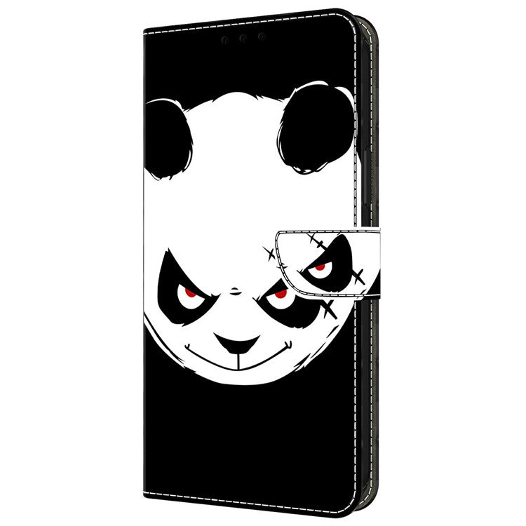 Leather Case For Xiaomi Redmi 14C 4G / Redmi 14R 5G / Poco C75 4G Pattern Printing Anti-Drop Flip Wallet Phone Cover - Angry Panda