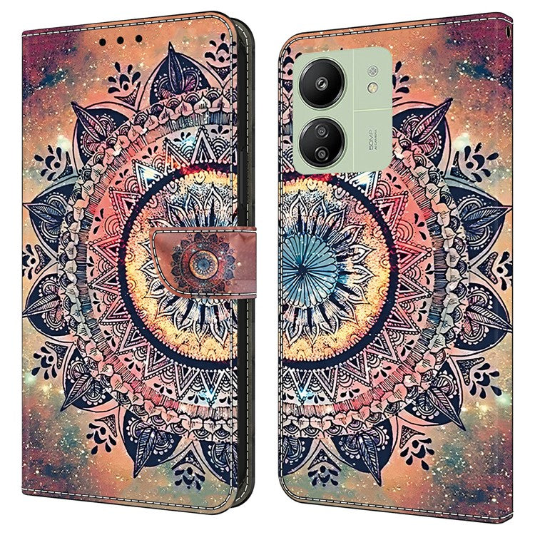 Leather Case For Xiaomi Redmi 14C 4G / Redmi 14R 5G / Poco C75 4G Pattern Printing Anti-Drop Flip Wallet Phone Cover - Mandala