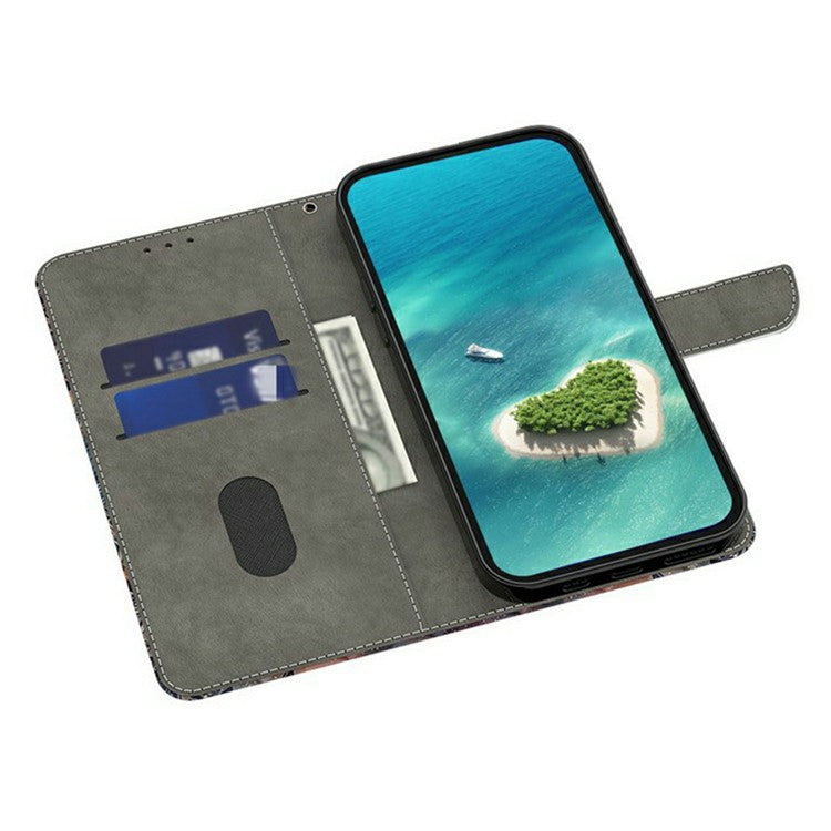 Leather Case For Xiaomi Redmi 14C 4G / Redmi 14R 5G / Poco C75 4G Pattern Printing Anti-Drop Flip Wallet Phone Cover - Garden