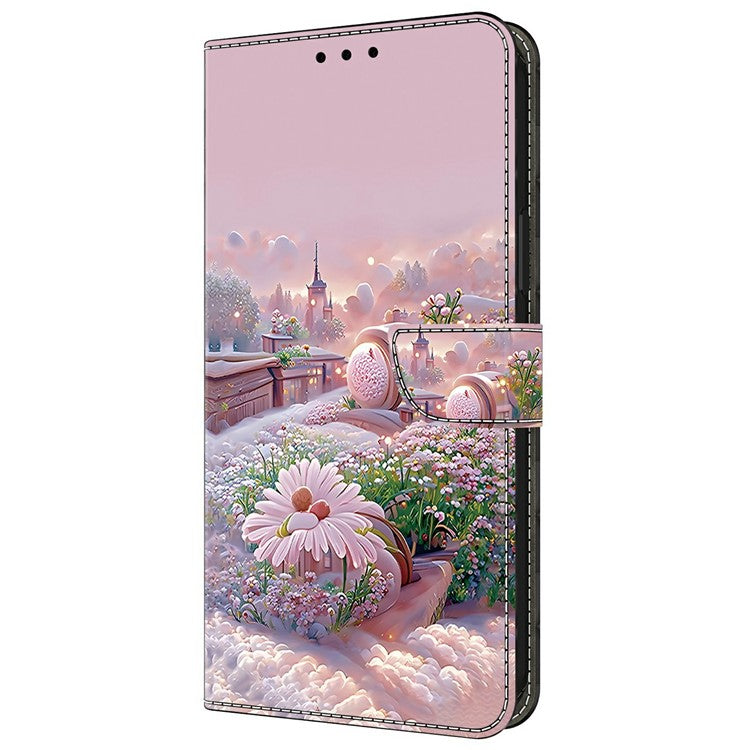 Leather Case For Xiaomi Redmi 14C 4G / Redmi 14R 5G / Poco C75 4G Pattern Printing Anti-Drop Flip Wallet Phone Cover - Garden