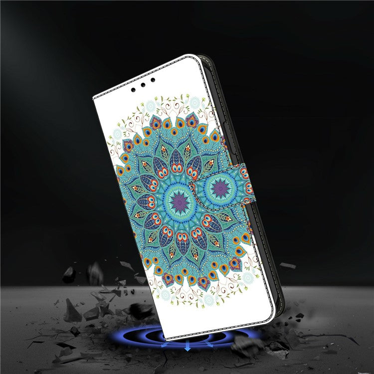 Leather Case For Xiaomi Redmi 14C 4G / Redmi 14R 5G / Poco C75 4G Pattern Printing Anti-Drop Flip Wallet Phone Cover - Peacock