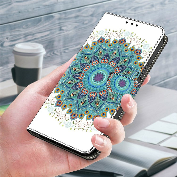 Leather Case For Xiaomi Redmi 14C 4G / Redmi 14R 5G / Poco C75 4G Pattern Printing Anti-Drop Flip Wallet Phone Cover - Peacock