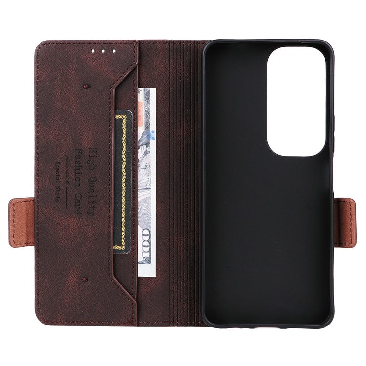 For vivo Y19s 4G Case Leather Wallet Flip Phone Cover with Hardware Decor - Coffee