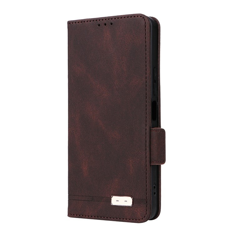 For vivo Y19s 4G Case Leather Wallet Flip Phone Cover with Hardware Decor - Coffee