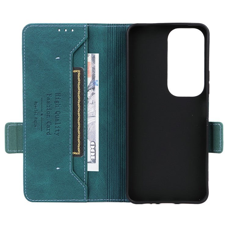 For vivo Y19s 4G Case Leather Wallet Flip Phone Cover with Hardware Decor - Blue